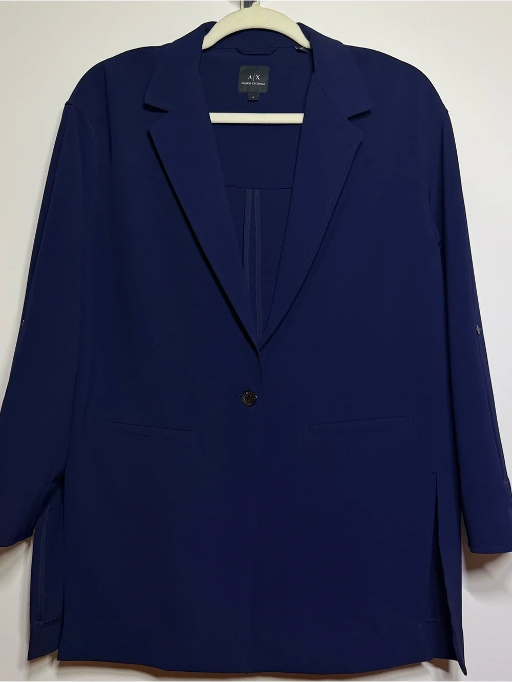 Armani Exchange Women's Deep Navy Single-Button Blazer